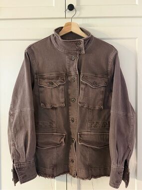 Free People Harley Military-Style Button Front Jacket in Faded Mauve